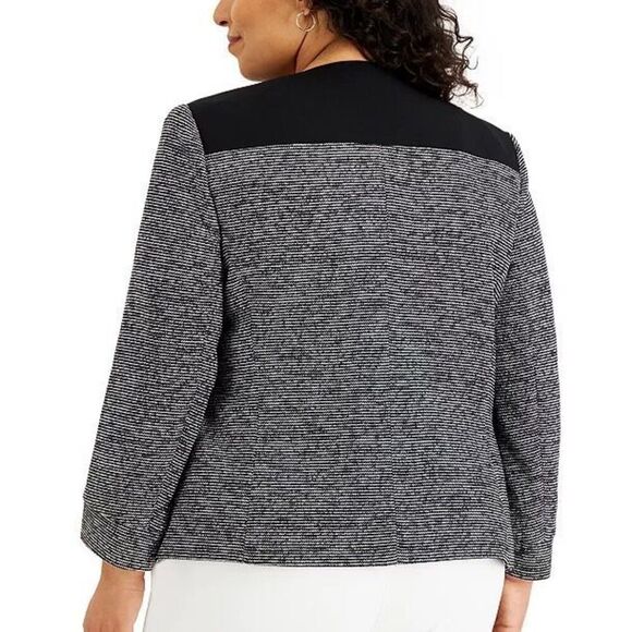 Kasper Tweed Collarless Jacket - Size 12P - Picture 4 of 10